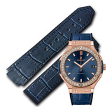 Correa Azul 22mm Grabado Tipo Cocodrilo Compatible Hublot