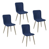 Homemake Furniture Juego De 4 Sillas De Comedor Color Azul