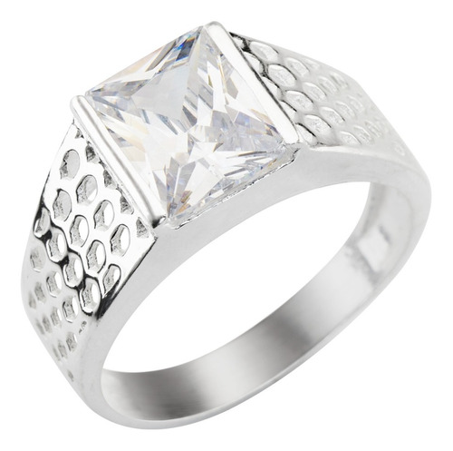 Anillo Sello De Hombre Plata 925 Con Piedra Rectangular Papa