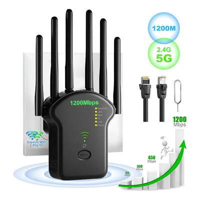 Repetidor De Wifi 1200mbps Banda Dual 5g\u002F2.4ghz Extenso De Señal Rompemuros Para Oficina Y Hogar Amplificador Negro | MercadoLibre