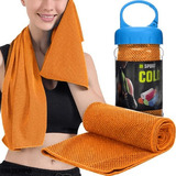 3 Toalhas Rosto Refrescante Fit Seca Rápido 100% Microfibra Cor Laranja