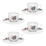 Conjunto 4 Xícaras Café 75ml C/ Pires Coup Selva Porcelana