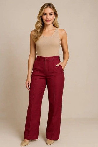 Calça Luxo Cintura Alta Alfaiataria Social Feminina Pantalon