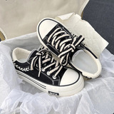 Women Platform Canvas Shoes Height Increasing Chunky