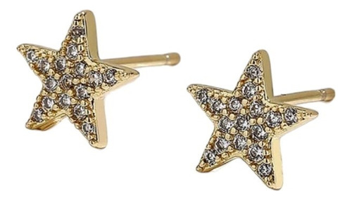 Aros Mujer Estrellas Tachuela Topito Moda Baño De Oro 18k