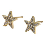 Aros Mujer Estrellas Tachuela Topito Moda Baño De Oro 18k