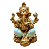 Ganesha  Importada De India Pintada 17 Cm Resina  Estatuilla