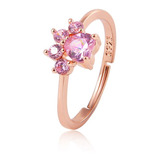 Anillo Mujer Patita Perro Ajustable Color Oro Rosa Zirconia 