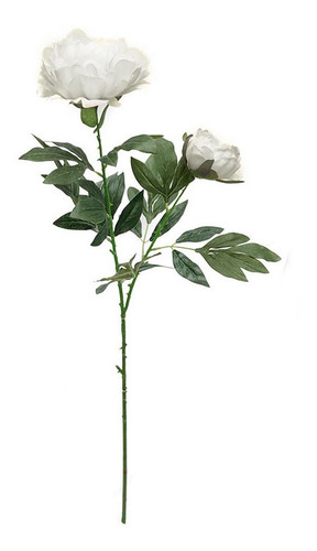 Vara Flor Peonía Artificial Blanca 87cm Grande Planta