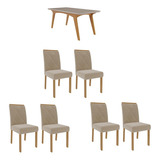 Conjunto Mesa De Jantar 6 Cadeiras Mdf Cimol Branco Bege