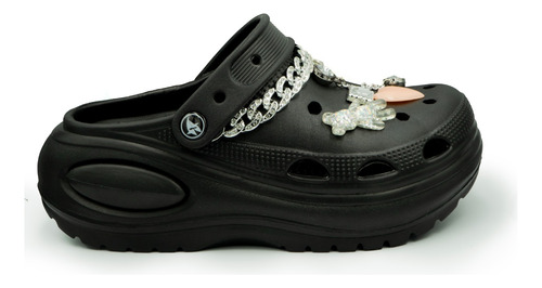 Sandalias / Crocs / Zuecos Mujer Con Plataforma Black Charms