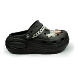 Sandalias / Crocs / Zuecos Mujer Con Plataforma Black Charms