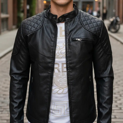 Chamarra Vini Piel Premium De Hombre Slim Fit Estilo Biker  | Meses sin interés