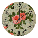 Reloj De Pared De Madera Con Diseño De Rosas Rosas Vintage,