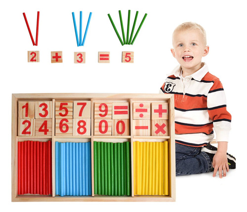 Kit Juego Didáctico Y Matemáticas Montessori Caja De Madera 