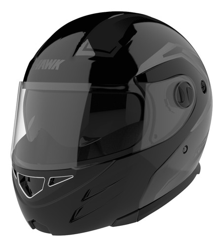 Casco Moto Hawk Rs5 Vector Rebatible Negro Doble Visor Of