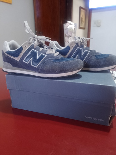 Zapatillas New Balance Kids Mod 574 Color Azul Y Gris. 