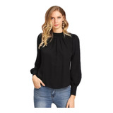 Blusa Miveni Casual De Cuello Redondo De Gasa Para Mujer