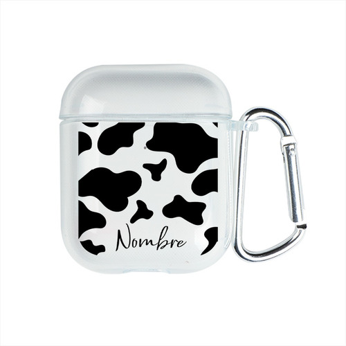 Funda Para AirPods Animal Print Vaca Personalizada Tu Nombre