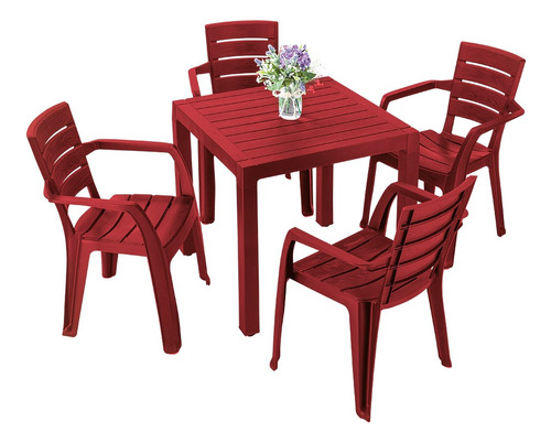 Combo Comedor Barú Rimax (1 Mesa + 4 Sillas Con Brazos) 