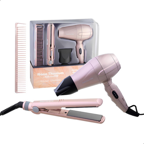 Kit Viagem Mini Secador E Mini Prancha Babyliss Rose Gold