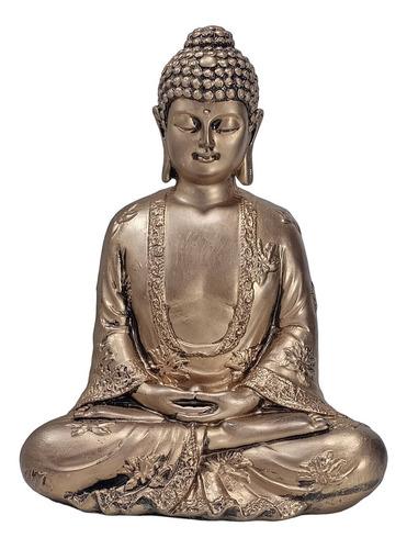 Buda Hindu Tibetano Imagem Estátua Em Dourado Acetinado 22cm