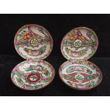 Antiguo Juego De Platitos Decorativos De Porcelana China 