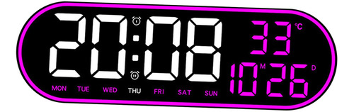 Relógio De Parede Digital Despertador Controle Roxo Rosa