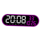 Relógio De Parede Digital Despertador Controle Roxo Rosa