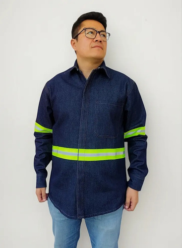 Camisa Soldador 12 Onzas Con Reflejante Uso Rudo Mezclilla