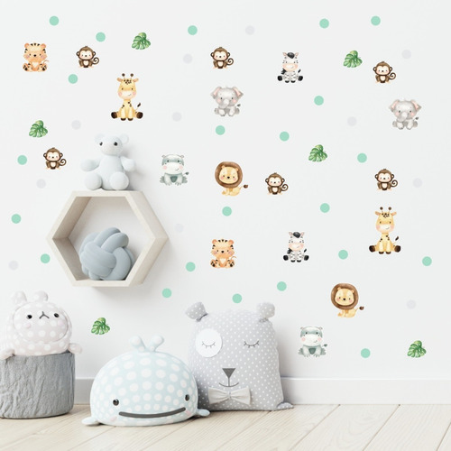 Adesivo Parede Infantil Safari Baby Decoração Quarto Bebê