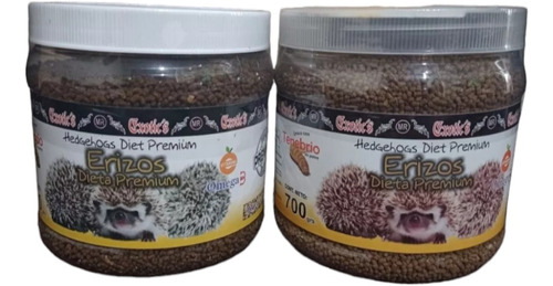 2 Botes Comida Erizo Dieta Premium 700 Gr Exotic's