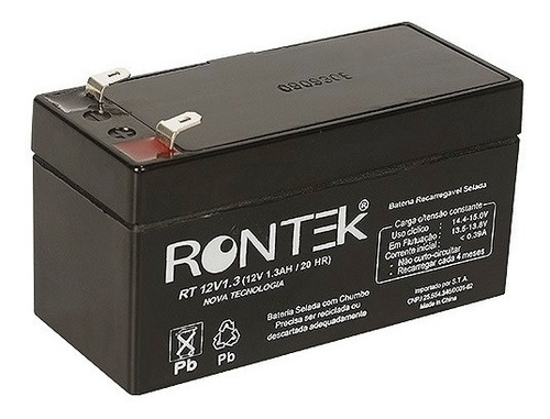 Bateria Selada 12v 1.3ah  Rontek  - Relogio De Ponto -alarme