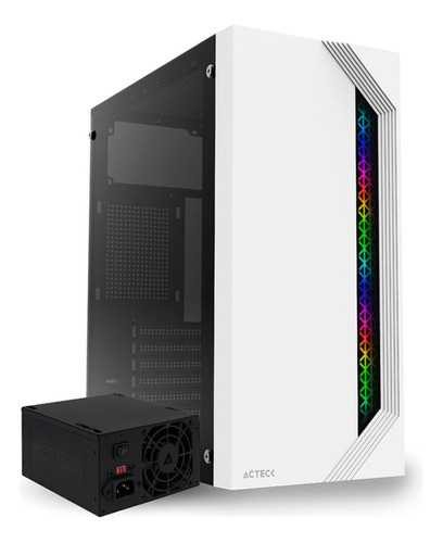 Gabinete Acteck Viken Gm434 Fuente 500w Atx Media Torre Color Blanco