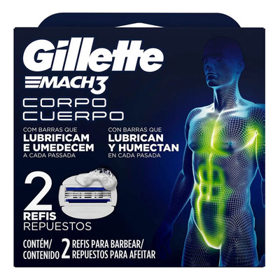 Gillette Mach3 Repuestos Para Afeitar Cuerpo 2 Piezas | Meses sin interés