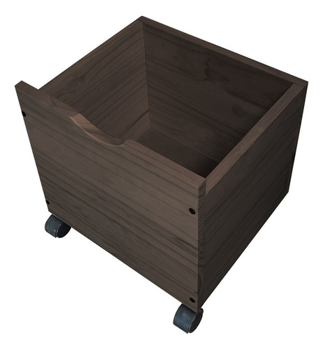 Baul Juguetero Organizador Con Cajon Y Ruedas Estilo Moderno Madera Maciza Sajo 35x31 Color Nogal