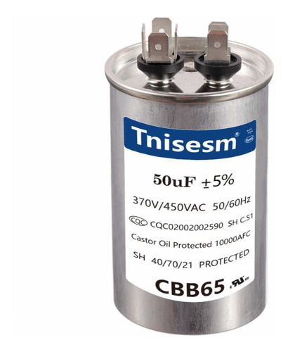 Tnisesm 50uf Cbb65 Condensador Mfd 370 V 450 V Ca Motor Que 
