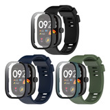 3 Correa + 3 Pc Funda Mica Para Redmi Watch 4 / Xiaomi Mi 