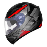 Capacete Ebf Xtroy Furious Preto Vermelho Com Óculos Interno