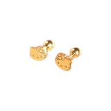 Aretes Niña Kawaii Hello Kitty  Topos Acero Chapado Oro 18k