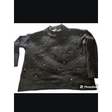 Sweater Negro Con Apliques Plateados.akiabara. T3 Como Nuevo