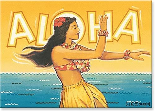 Imán Refrigerador: Chica Hula Aloha, Playa Paradise.