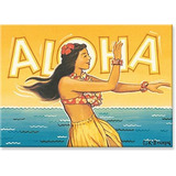 Imán Refrigerador: Chica Hula Aloha, Playa Paradise.