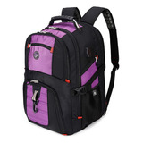 Mochila Extra Grande De Viaje Violeta Con Puerto Usb 52l