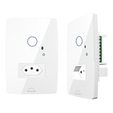 Interruptor Touch 1 Botão + Tomada Wi-fi Inteligente Branco