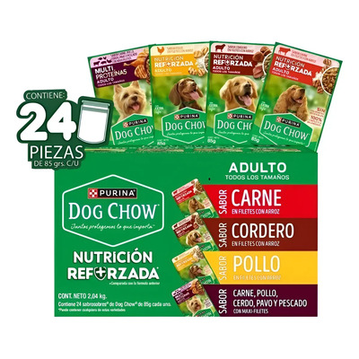 Alimento Húmedo Perro Adulto Purina Dog Chow 24 Sobres 4 Sabores | Envío gratis