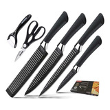 Juego Set De Cuchillos Elegante Para Cocina Chef 6 Piezas Color Cuchillos Everrich Negros