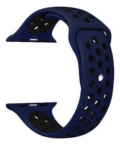 Pulseira Silicone Nik Para Smartwatch Iwo 12 W46 44mm Cor Azul Marinho Com Preto Largura 44