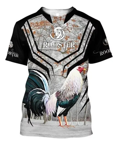 Camiseta Casual Con Estampado Animal 3d De Gallo