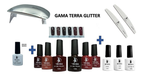 Set Esmalte Marca Mussa Lima+lamparaviaje+base+2 Top 13 Pzas